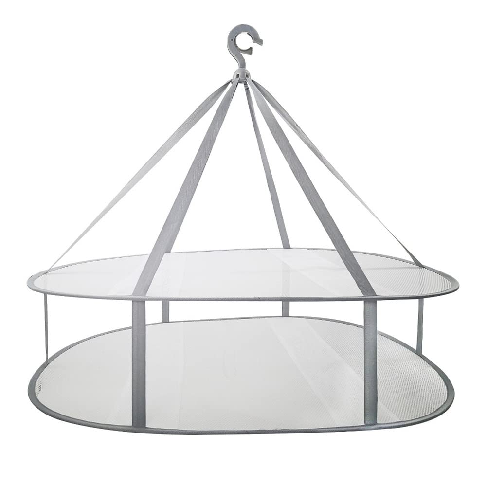 CTRLZS 2-Tier Sweater Drying Rack Hanging Clothes Hanging Dryer Laundry Mesh Drying Rack, Foldable Clothing Dryer Racks