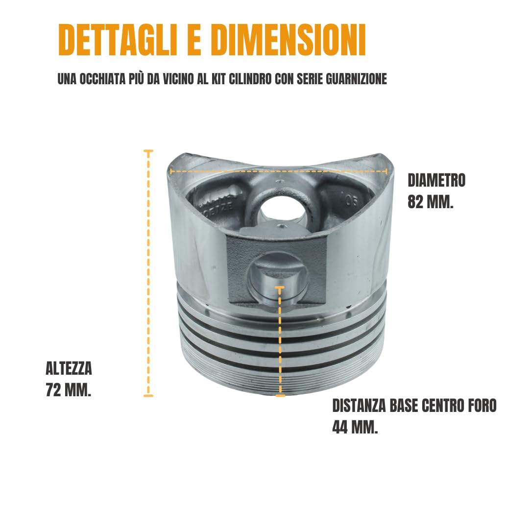Generico Kit Cilindro e Pistone + Serie Guarnizione Completa e Paraoli Compatibile per Motore Lombardini Diesel 6ld 360 per Motozappa e Motocoltivatore