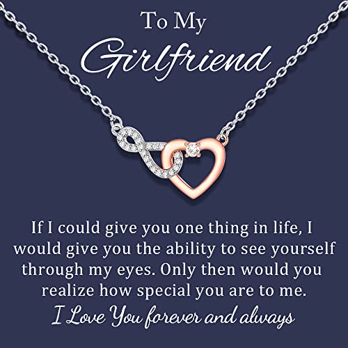 Lanqueen Girlfriend Necklace Birthday Gifts for Girlfriend Infinity Heart Necklaces Valentines Day Gifts for Girlfriend Her Women