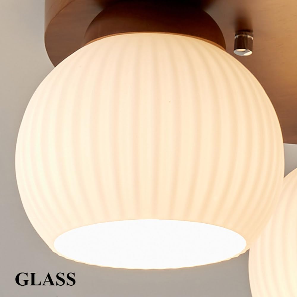Nowoczesna lampa sufitowa do montażu podtynkowego, drewniana oprawa sufitowa ze szklanym kloszem, zabytkowa okrągła drewniana lampa sufitowa do przedpokoju kuchennego, sypialni, pralni, salonu