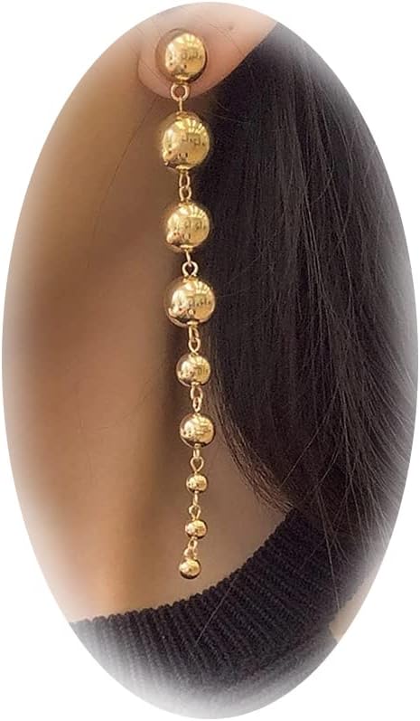 Gold Dangle Earrings Link Round Ball Drop for Women Statement Long Chain Earrings Jewelry Gifts