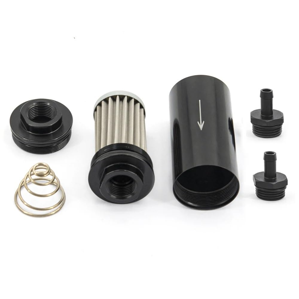 Filtro de combustible Filtro de combustible 2 pulgadas, filtro acero inoxidable E85 con elemento 100 micras, accesorios adaptadores AN6 AN8 AN10 9MM(RFFS-AN10-BK)