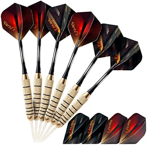 DartsFX Darts Metal Tip Set - 6 * 22 Grams Darts Steel Tip Set Professional, O-Rings Brass Barrels, Aluminum Shafts & Custom Flights Kit for Dartboard Higher Throwing Accuracy - Pro Tipped Dart Pack