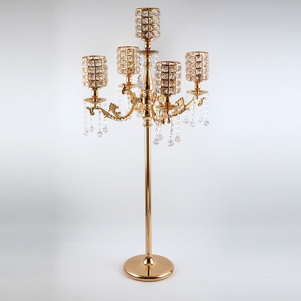 Candelabra Floor Centerpiece Classic Crystal Candle Holder Metal Candelabras for Wedding Party Corridor