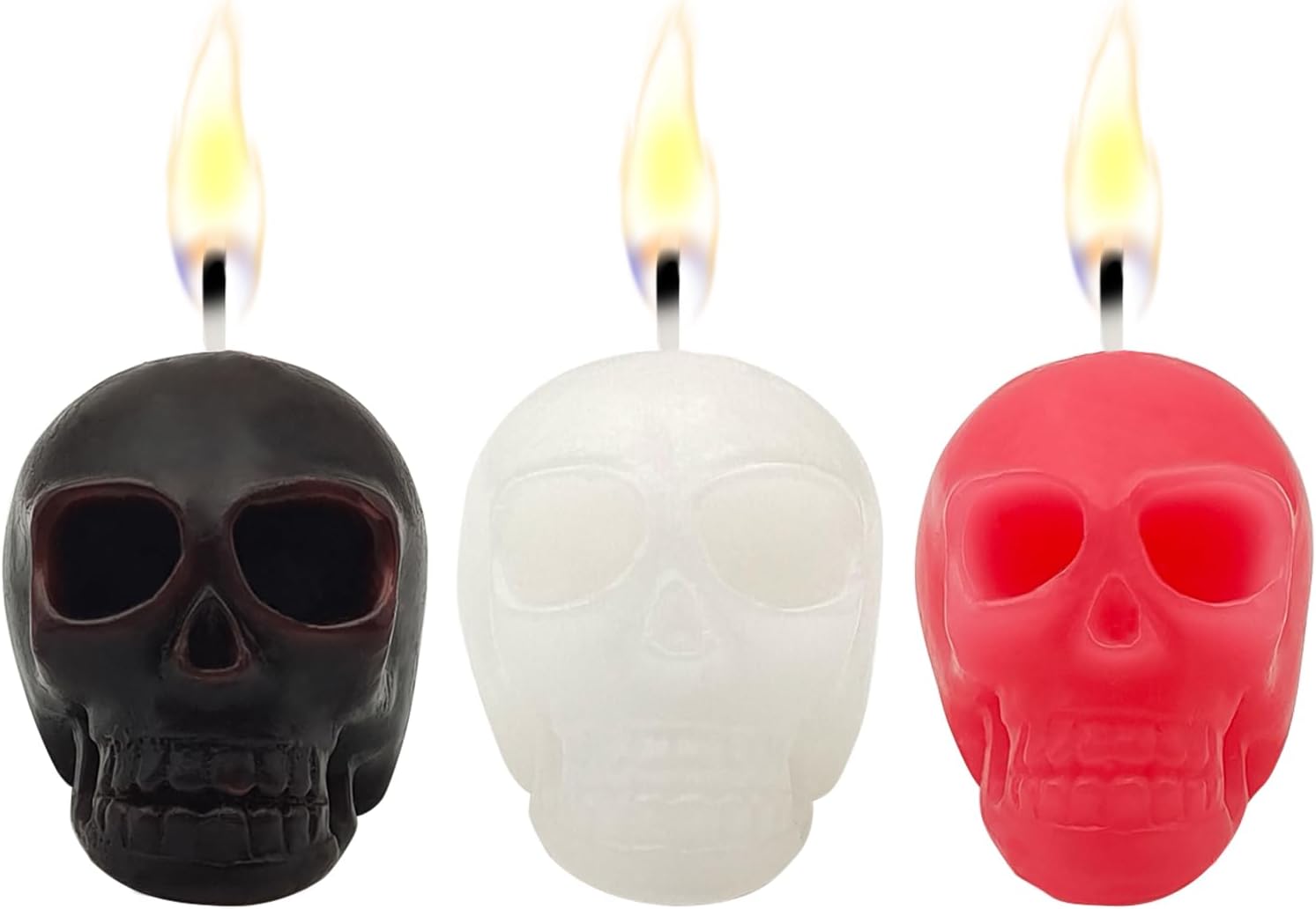 3 PCS Skull Candles Horror and Novelty Decor, Home Decorative Themed Candles for Halloween, Birthday Candle Gifts, Scary Christmas Party Accessories, Bone Candlestick Home Bar Tabletop Decor