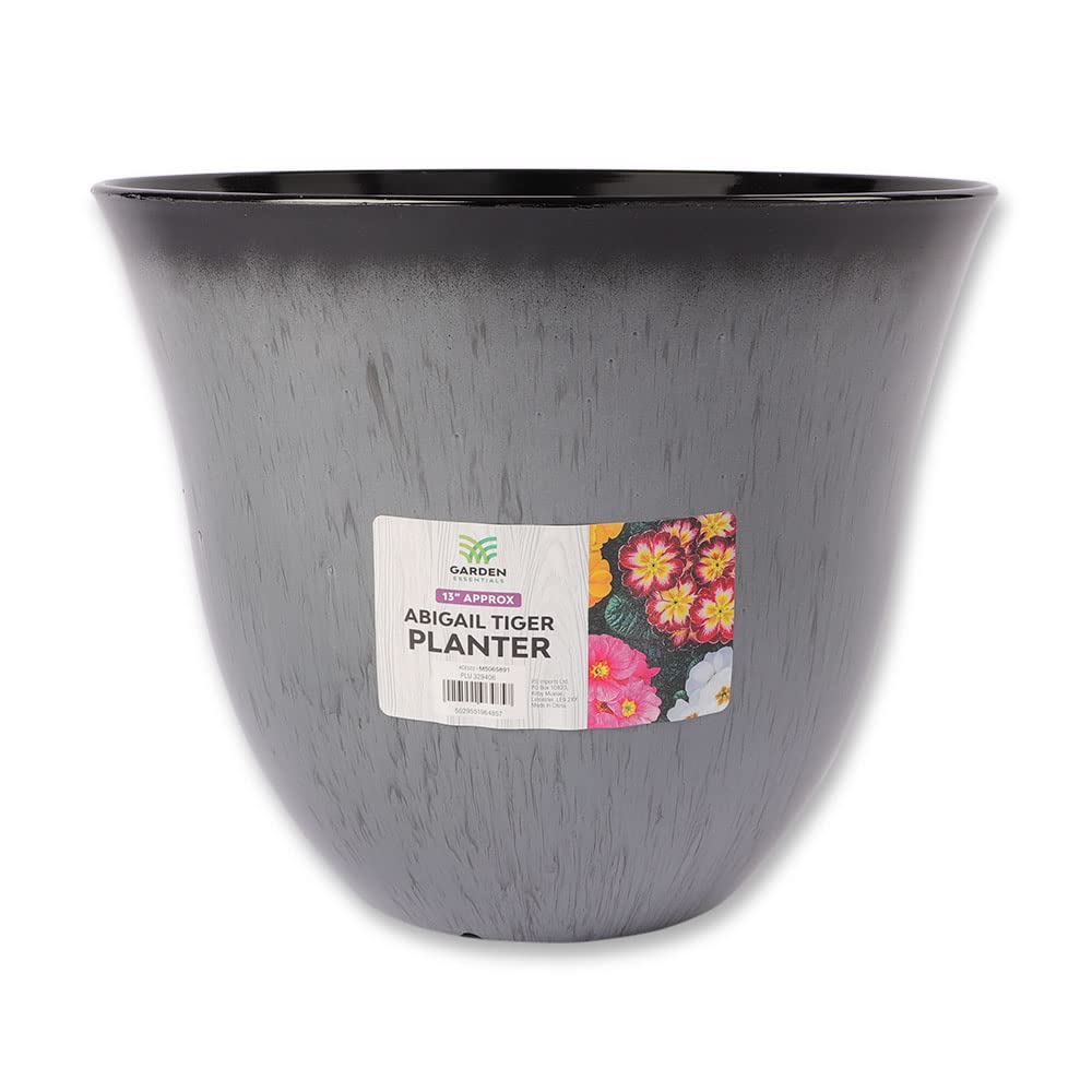 FabFinds Garden Speckle Bowl Planter Decorative Flower Pots Large 13” (Tiger Grey)