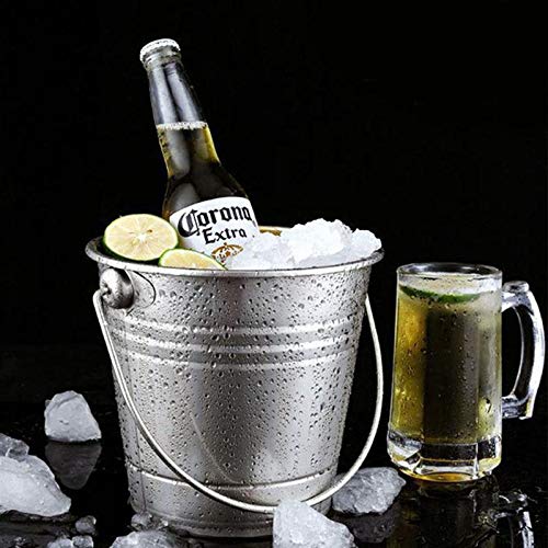 Cubitera, Enfriador de Botellas de Vino Cubitera de Hielo de Acero Inoxidable Enfriador de Hielo portátil con Mango Contenedor de Cubitos de Hielo for Vino Champán Cerveza Party Bar Herramientas (Colo