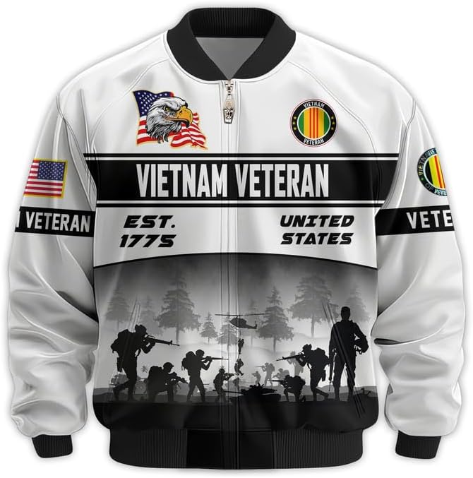 Vietnam Veteran Motorcycle Jacket - Military Jacket, Premium Waterproof Coat, Veterans Day Gift, Full Size S - 6XL