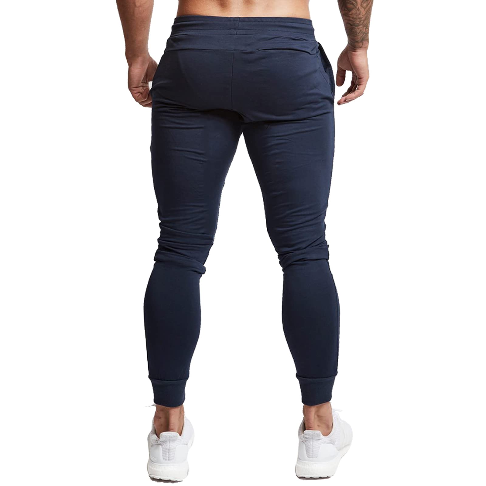 BUXKR Schlanke Herren-Jogginghose für Fitnessstudio, Laufen und Bodybuilding, athletische Jogginghose mit tiefen Taschen