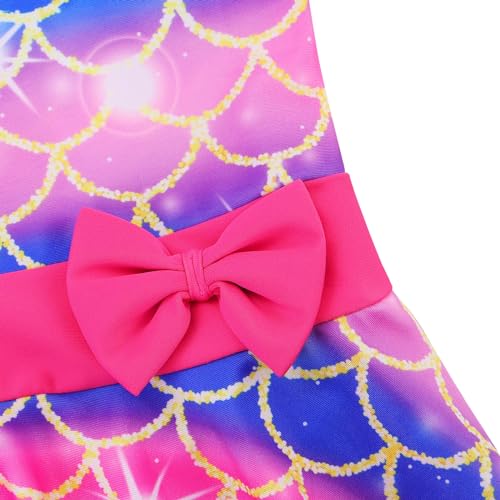 Image of Girls Swimsuit One Piece UPF 50+ Floral Skirted Bathing Suit Modest Beach Swim Dress 3-11 Years