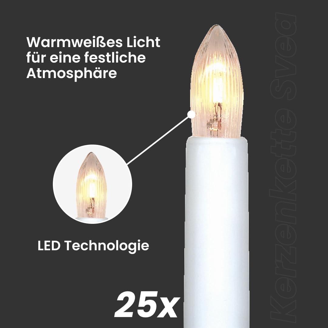 Best Season LED-Kerzenkette 25er Indoor warmweiß 18m