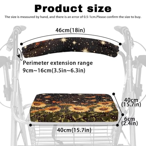 Image of Soft Walker Backrest and Seat Covers, Sunflower Universal Adjustable Rollator Seat Covers, Accessories for Seniors with Seat Cover