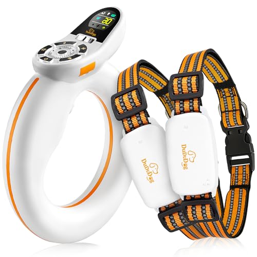 Adjustable Shock Levels Dog Training Collar with 9.8 FT Retractable Leash – Remote E-Collar for 2 Dogs, 3200 FT Range, Color Screen, Beep Vibration Static, IP67 Waterproof, USB-C Rechargeable