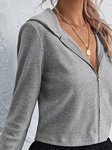 RAOGE Jackets Women for Jackets - Zip Up Rib-Knit Hooded Jacket (Size : Small)4