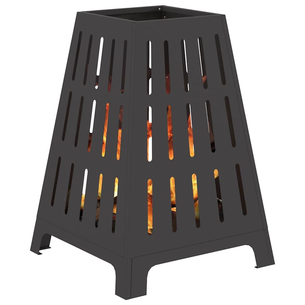 Brasero de acero negro 50 x 50 x 70 cm 8,8 kg con chimenea para jardín, terraza, balcón, hoguera, calor y llama