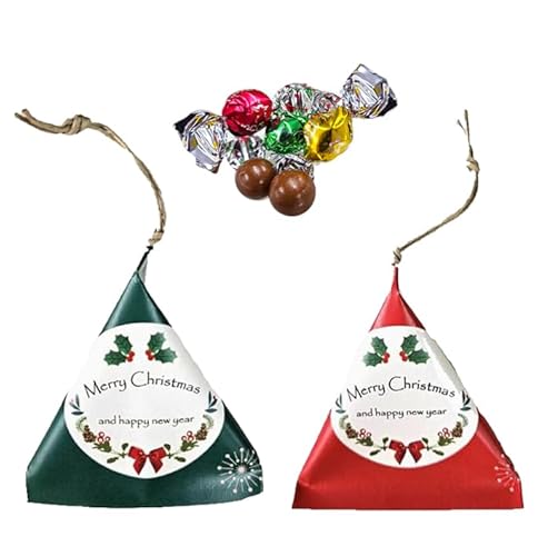 クリスマス プチギフト 1袋 赤または緑 ※色は選べません オーナメント 風 テトラ型 チョコレート5個入り 結婚式 プレゼント クリスマス会 Xmas Merry Christmas