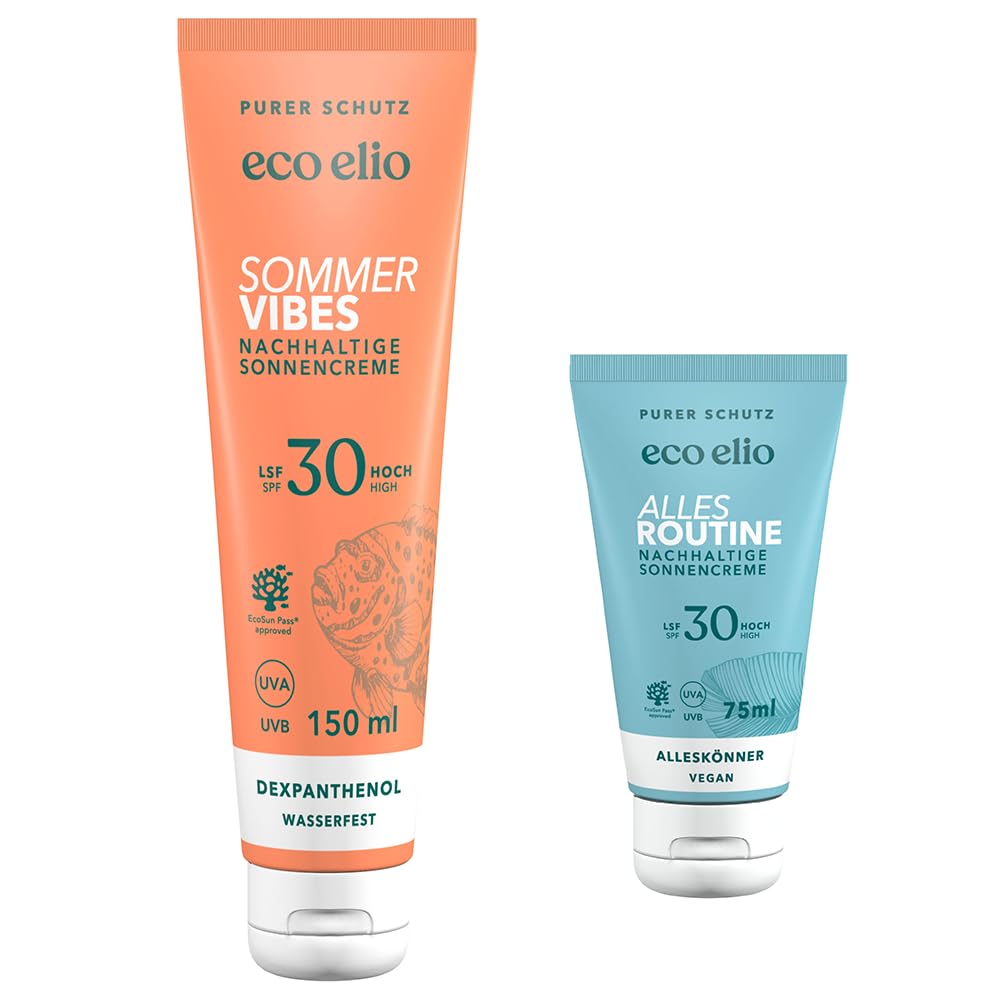 crema solar sostenible eco elio SPF 30 "Summer Twosome" I Crema solar tamaño viaje + crema solar fragancia coco I Crema solar cuerpo 30 sin octocrileno ni microplásticos