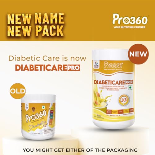 Image of Pro360 Diabeticare Pro Protein Powder for Diabetes - Nutrition Supplement for Diabetic Care - Helps in Managing Blood Sugar Levels - Zero Added Sugar - Badam Flavour 200g Jar