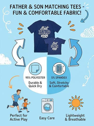 Image of Unique Baby Best Dad Ever and Best Son Ever Daddy and Me Matching Father's Day Shirts Set Navy