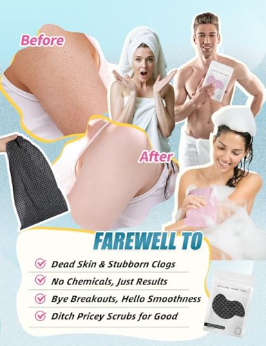 Image of Exfoliating Shower Towel 48 inch,Premium Scrub Wash Cloth for Body Face, Exfoliating Washcloth for Men and Woman(Pink)