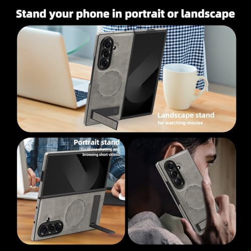 Image of Lunivop for Samsung Galaxy Z Fold 7 Case PU Leather Gray