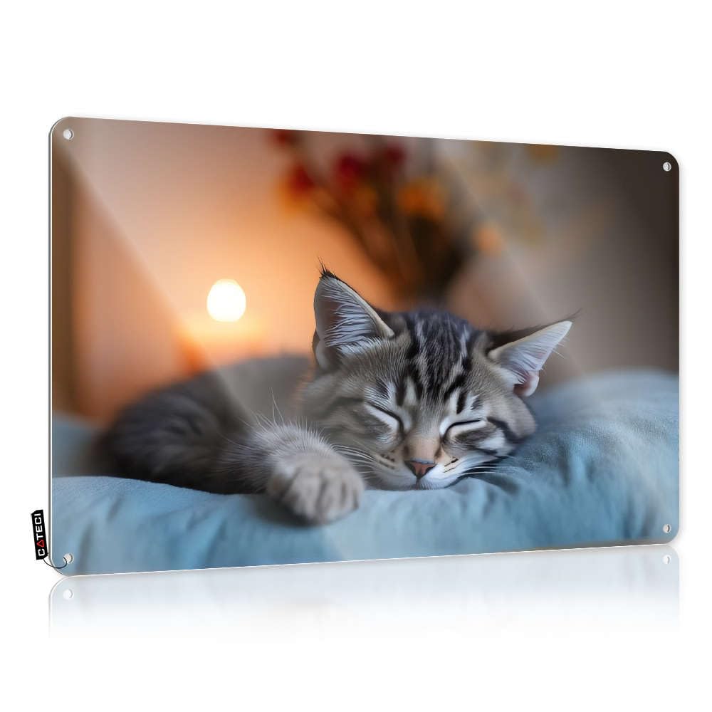 A Sleeping Kitten With A Candle In The Background. Farmhouse Bathroom Sets - Posters Nice Hanging Wall Decor(30X40CM)