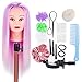 HLRM Cabeza de Maniquí con Accesorios para el Cabello, Peine de Cabeza de Muñecas, Cabello de Fibra Sintética con Cabeza Peluqueria, Cabezal de Entrenamiento de 24 a 26 Pulgadas para Peinar el Cabello
