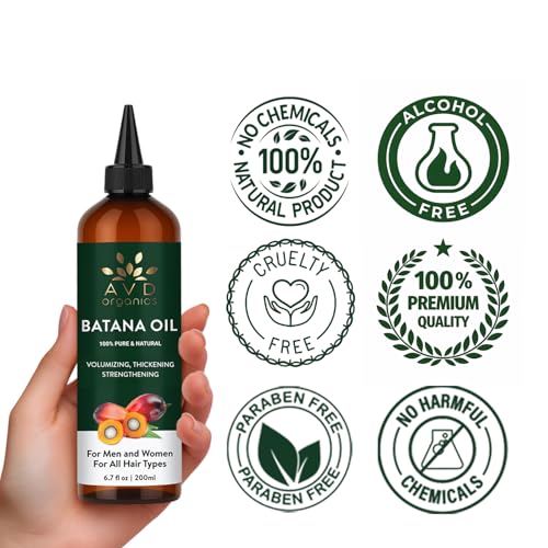 Image of AVD ORGANICS Batana Oil for Hair Growth 6.7 fl oz | Dr Sebi Organic Raw Batana Oil from Honduras | 100% Pure & Natural for thicker & stronger Hair | Ideal for Men & Women | 200ML
