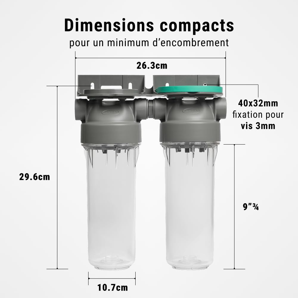 Filtre à eau double 9' 3/4 + pack anti calcaire
