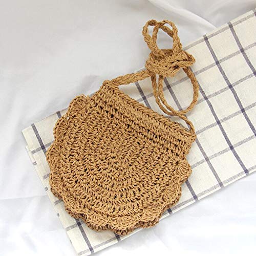 Image of Teeya Straw Crossbody Bag Women Weave Shoulder Bag Round Summer Beach Purse and Handbags