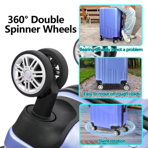 VANELC Hard Shell ABS 3 Piece Luggage Sets (20/24/28 inches), with TSA Lock,and 360°Rotating Wheel,Effortless Mobility Carry on Suitcase set Men Women (Purple, 3PCS)3