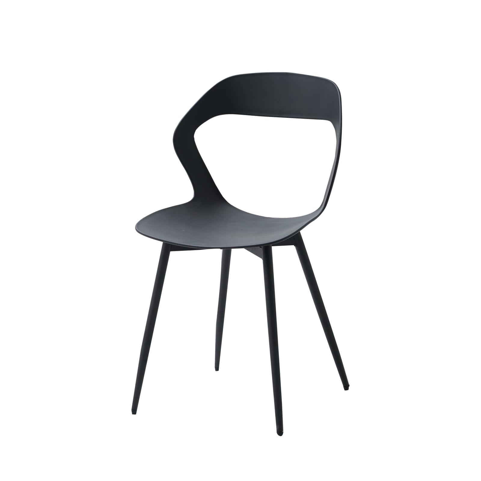 Juego de 6 sillas de jardín de plástico, sillas de terraza, asiento de plástico/patas de hierro metálico, adecuadas para jardín/invernadero/terraza/balcón (negro, 6)