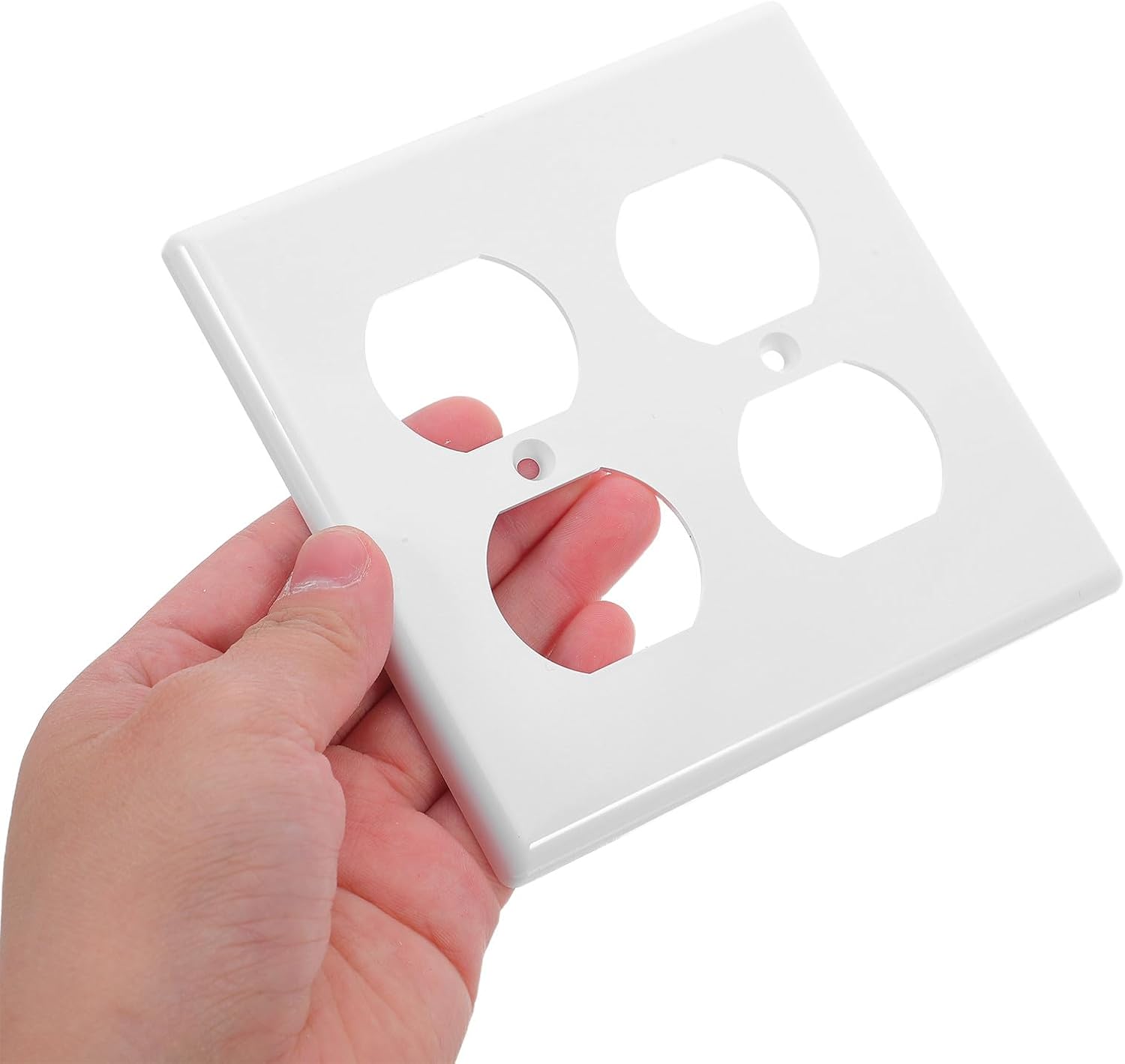 CHILDWEET 4pcs Electrical Outlet Cover Wall Plates, 4-gang Receptacle Faceplate Switch Covers, Unbreakable Thermoplastic Bathroom and Kitchen Wall Plates for Standard Electrical Outlets