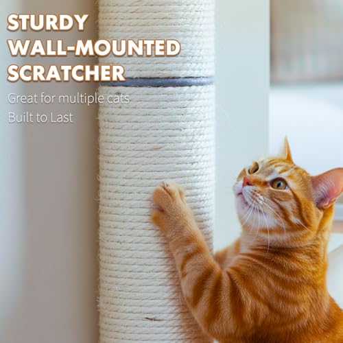 PowerKing Rascador Vertical Montado en Pared para Gatos, Poste de Sisal de 24 pulgadas para Interior, Mueble Ahorra Espacio con Cuerda de Yute Natural y Diseño Giratorio miniatura 3