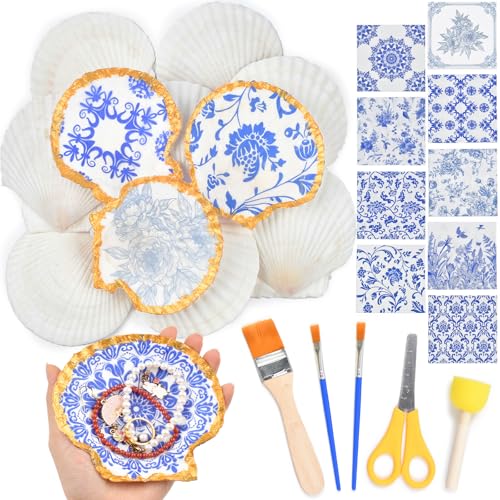 The Left Bridge Scallop Shells Decoupage Kit, DIY Sea Shells