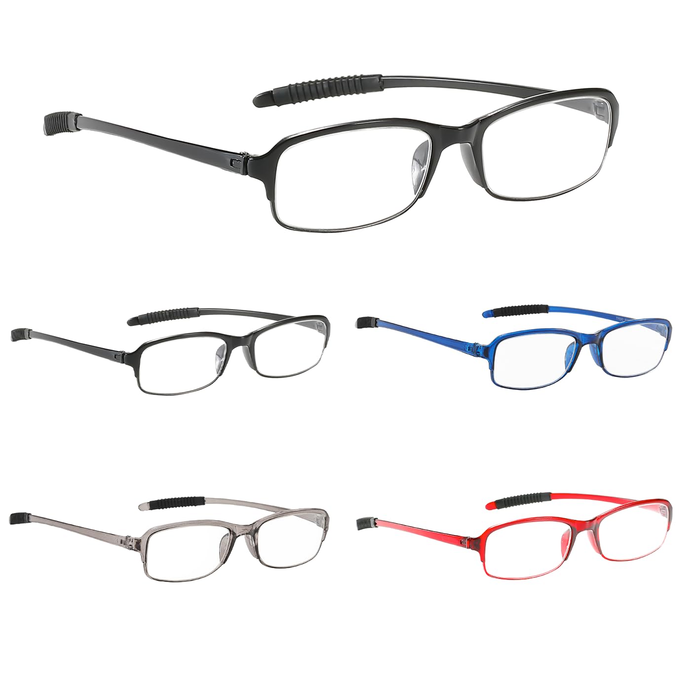 NRDIK PROFLEX Gafas de lectura flexibles (paquete de 3), antichoques, antiarañazos, antideslizantes, unisex (mujeres y hombres), colores variados, graduación +1,0, +1,5, +2,0, +2,5, +3,0, +3,5, +4,0 — view 9