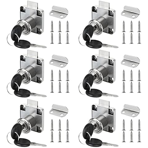 SENENQU 6 Sets 22mm Zinc Alloy Cam Locks, Cylinder Security Cupboard Cabinet Locks with Keys Screws, Keyed Alike Drawer Mailbox Post Locker Cam Lock for Household Office1 Cover