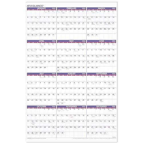 at-a-glance 2026 wall calendar monthly 2434 x 3634 extra large paper pm122826
