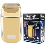 Kemei Cordless Metal Double Electric Shaver Razor for Men Close Electric Shavers, Type-C Rechargeable for Wet/Dry Shaving, KM-TX1 Gold