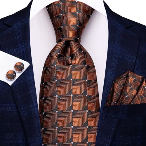 Image of Dubulle Mens Tie and Lapel Pin Paisley Striped Floral Necktie for Men Pocket Square Cufflinks 4PCS Set Wedding Party