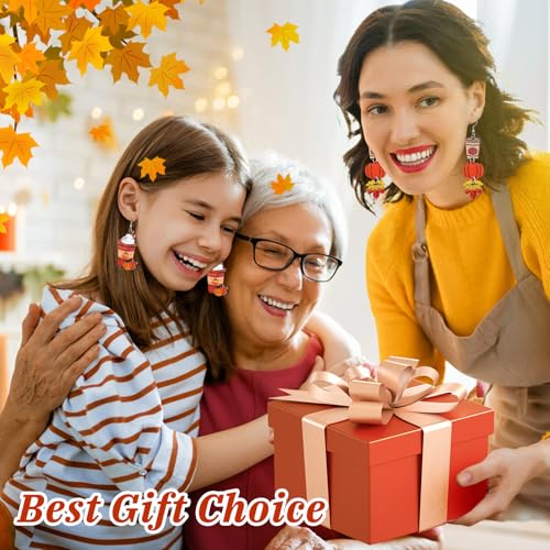 6-16 Pairs Halloween Thanksgiving Fall Christmas Earrings for Women,Holiday Dangle Drop Earring and Studs Earring Bulk for Woman,Holiday Jewelry Gifts for Women and Teens4