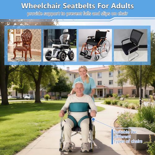 Image of Wheelchair Seat Belt,Wheelchair Harness for Dementia Patients Falling Out,Adjustable Anti-Slip Straps for Adults,The Elderly,Pregnant,Paralyzed(Green)