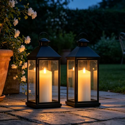 Image of Flameless LED Candles 3 inchx8 inch Set of 2, Battery Operated with Remote & Timer, 600-Hour on 2 AA Batteries, Flickering Realistic Flame, White for Indoor /Outdoor