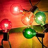 G40 Christmas Lights Colored String Lights Outdoor 25FT with 25 Transparent Multicolor Globe Bulbs, UL Listed Christmas Lights Outside Large Bulb Multi Colored for Patio Backyard Christmas Decoration