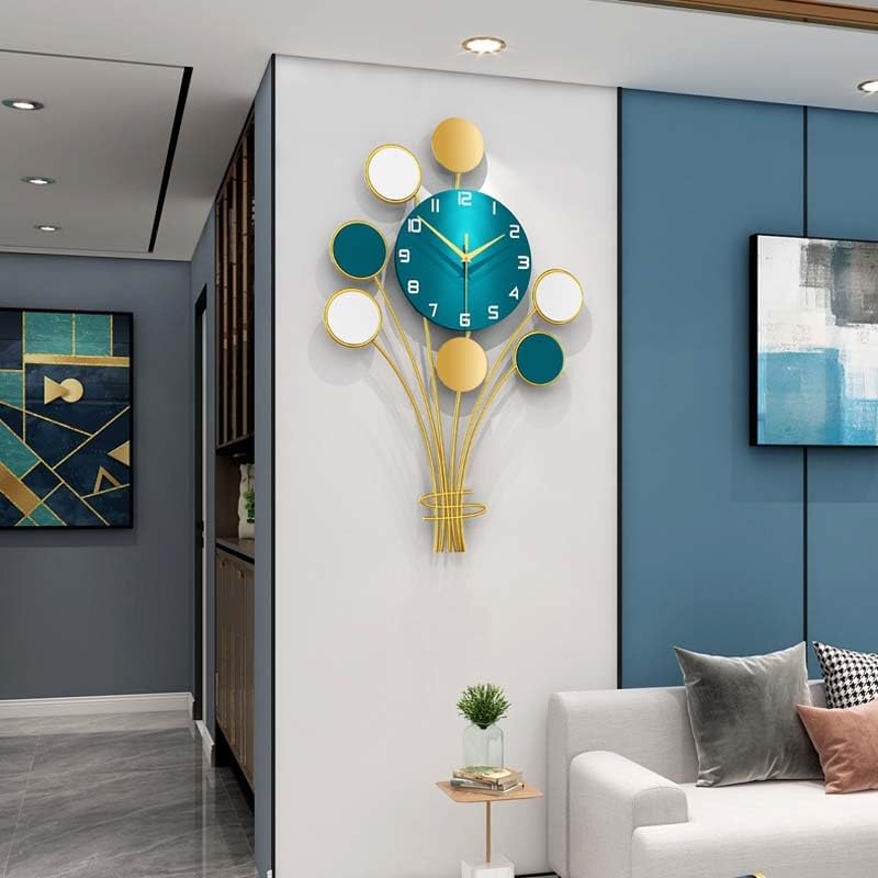 Orologio da parete moderno e silenzioso, movimento al quarzo senza ticchettio, design elegante for soggiorno e ufficio, decorazione for la casa, oro e verde.(Small)
