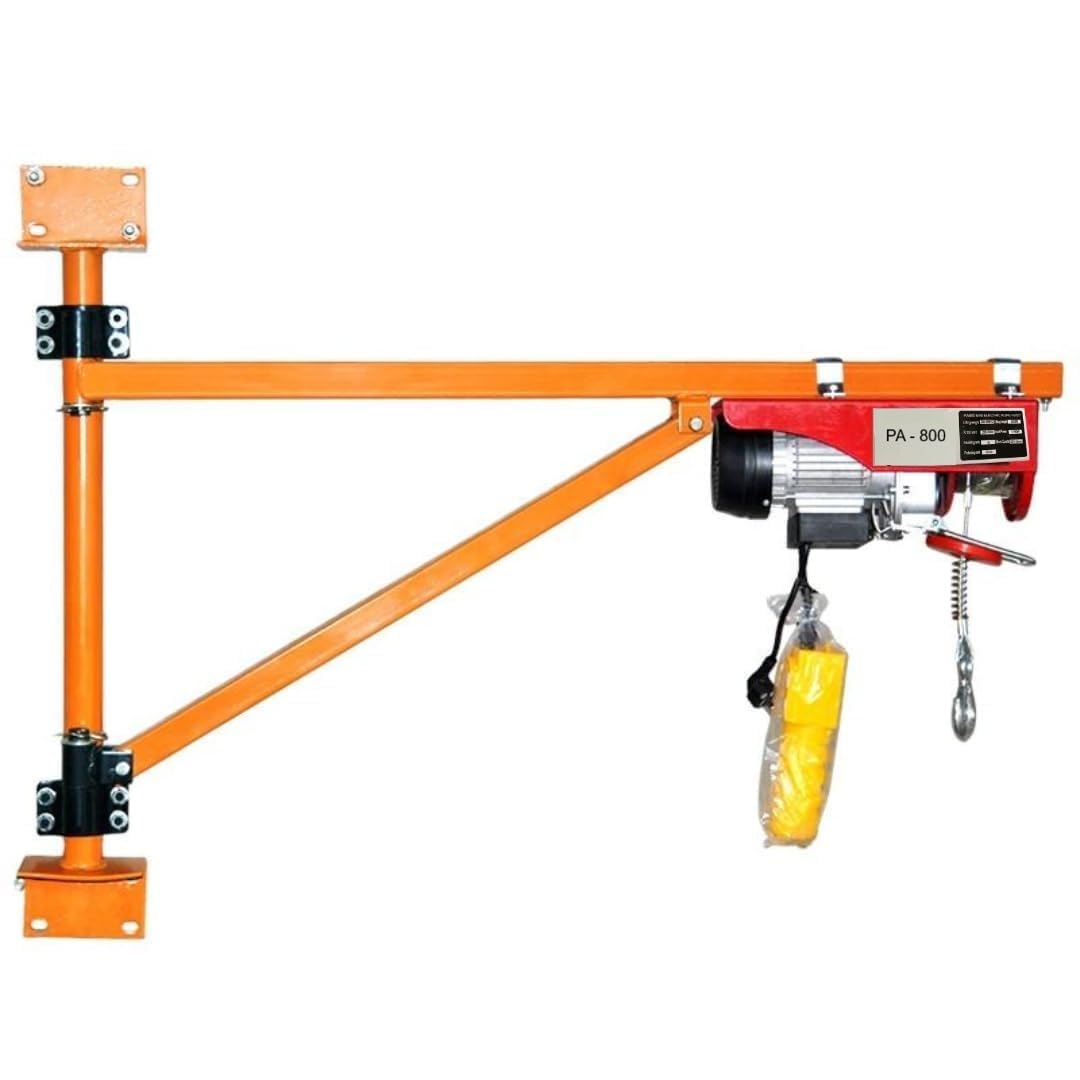 Nutronics® Heavy Duty 800kg Load Capacity Wall Mount Jib Crane with 800kg Electric Hoist Combo | 1350W Copper Winding Lift Motor | 180° Rotation Swing Arm with Pole | 20 Mtr Long 5.5mm Steel Wire Rope | 800kg Heavy-Duty Lifting Capacity-image-33