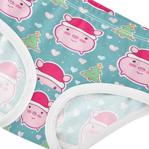 Toddler Underwear Custom 2t Cotton Cute Panties Girl Personalized Underpants Briefs Cute Pink Pig Christmas Tree Teal4