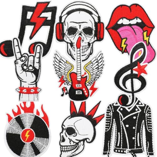 Rock Punk Band Patch Set de parches, parches bordados para planchar, calaveras, globos oculares, patrones para chaquetas