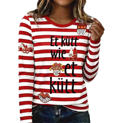 T-shirt festif manches longues femme col rond imprimé de carnaval