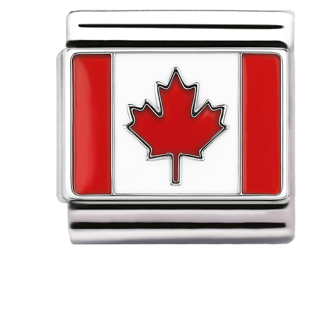 Andska Flag Charms Fit Italian Style Link Bracelet 9 mm Stainless Steel Classic Stretch Modular Bracelets (Canadian)